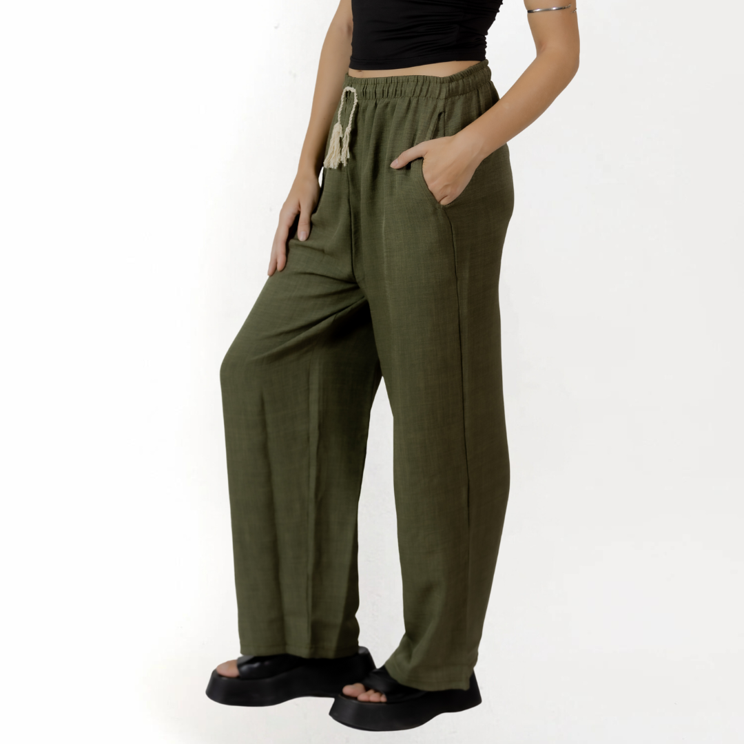 Olive Oasis Linen Pants