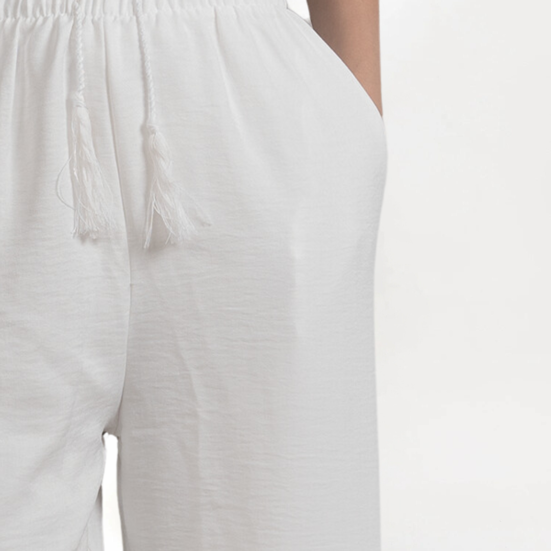 Ivory Drift Linen Pants