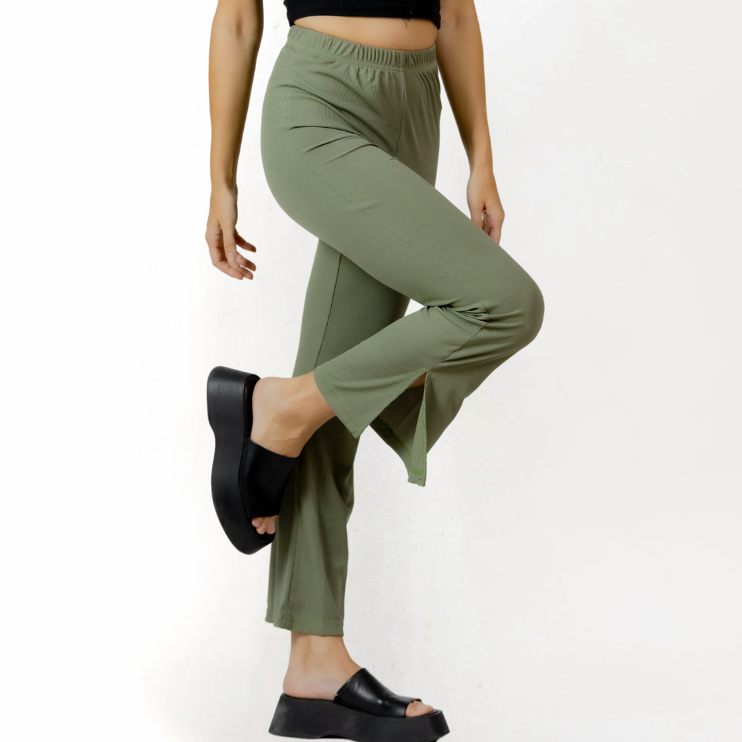 Olive Ribbed Pants