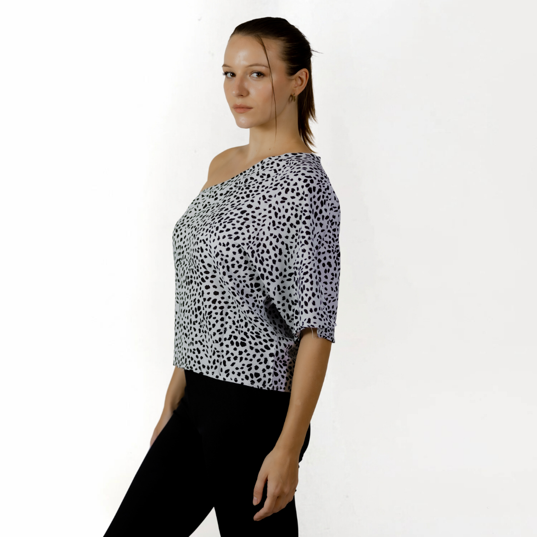 Celeste Dotted One-Shoulder Top