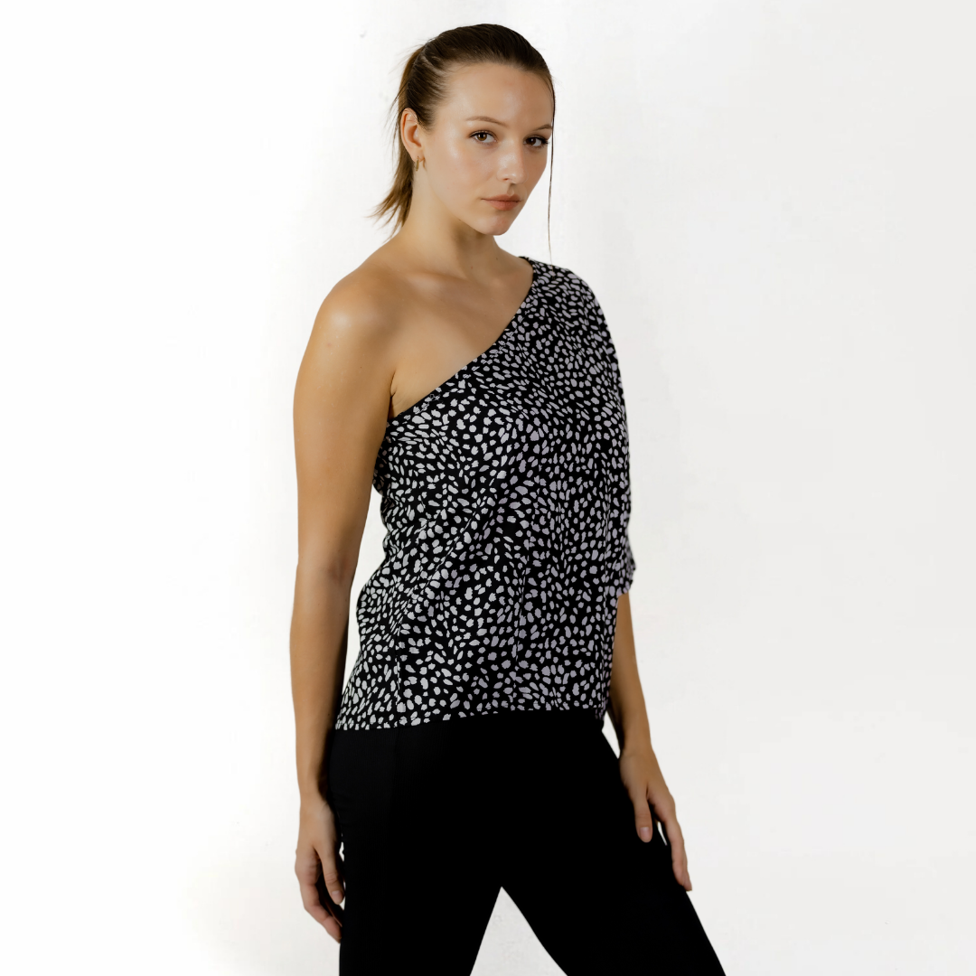 Eclipse Dotted One-Shoulder Top