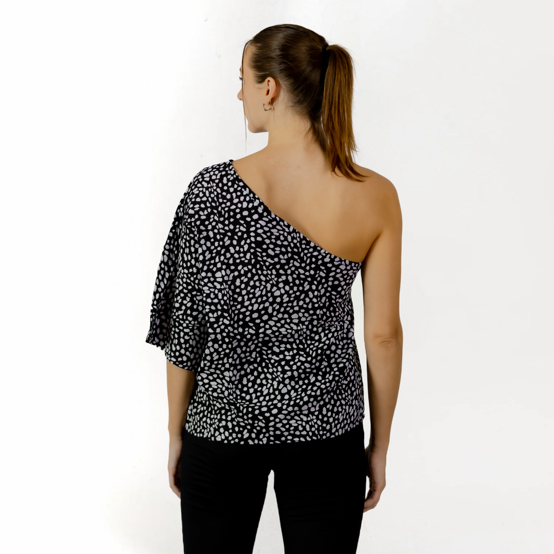 Eclipse Dotted One-Shoulder Top