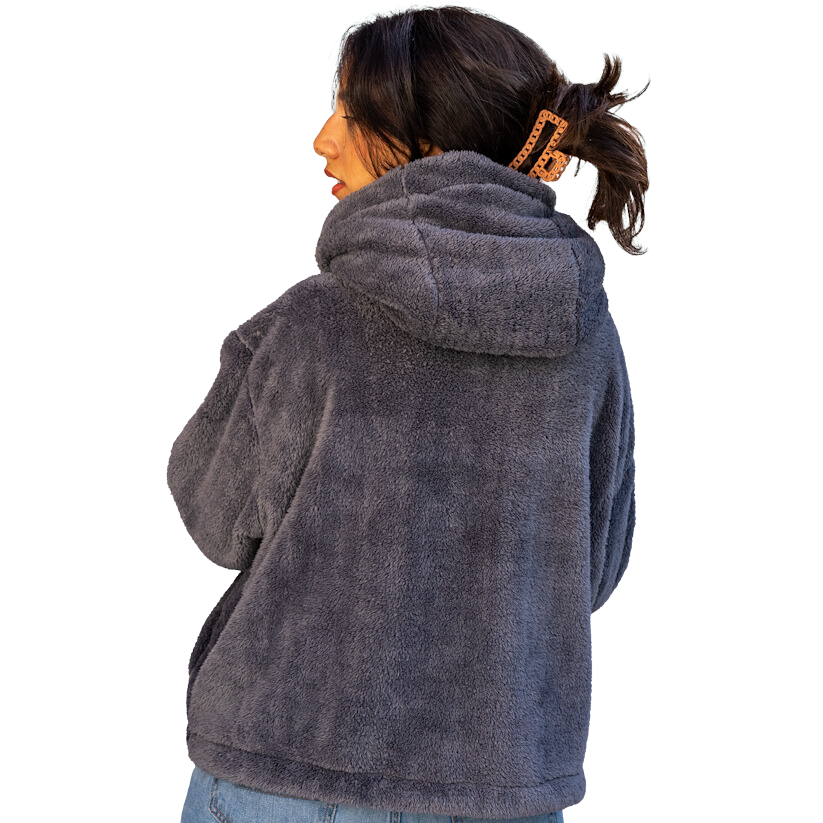 Frosted Luxe Hooded Jacket (Dark Gray)