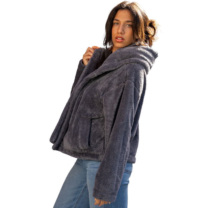 Frosted Luxe Hooded Jacket (Dark Gray)